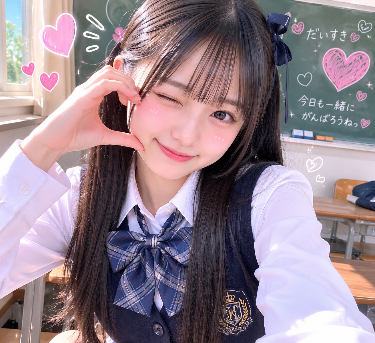 顔ハート