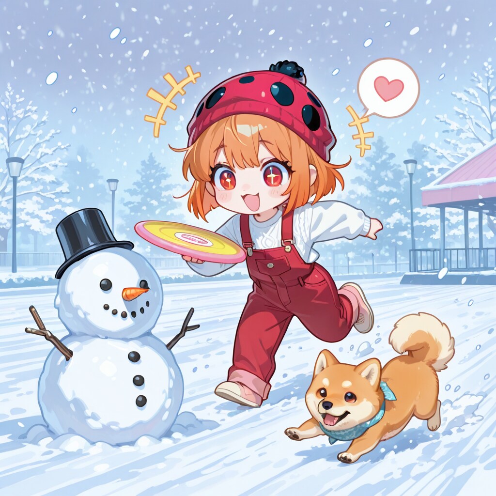 柴犬とオレンジ髪ちゃん
