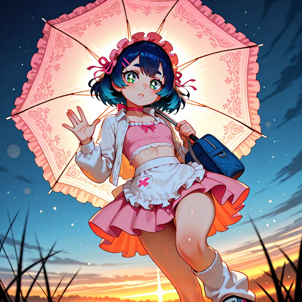 傘を持って