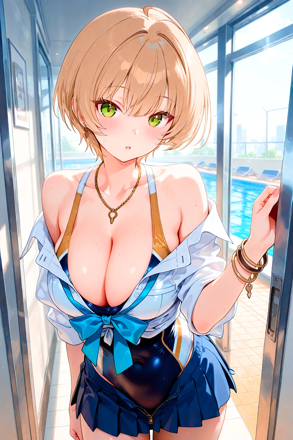 無自覚ギャル×制服競泳水着
