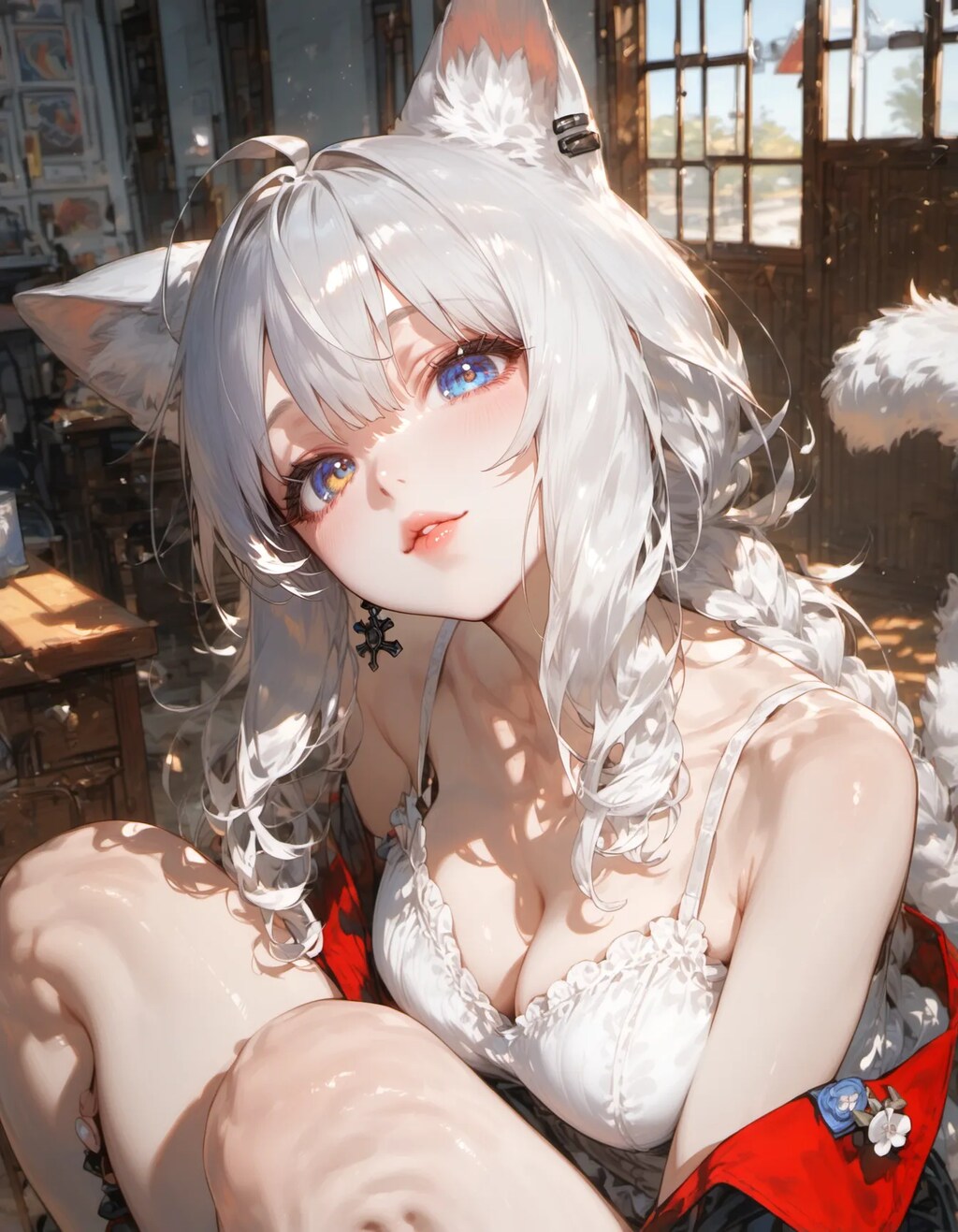 White Lace on Red Silk