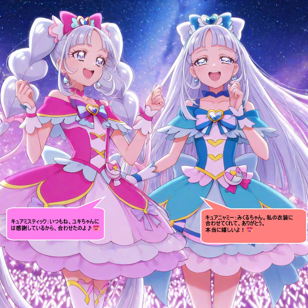 キュアミスティックとキュアニャミー、函館港近くのステージで熱唱する