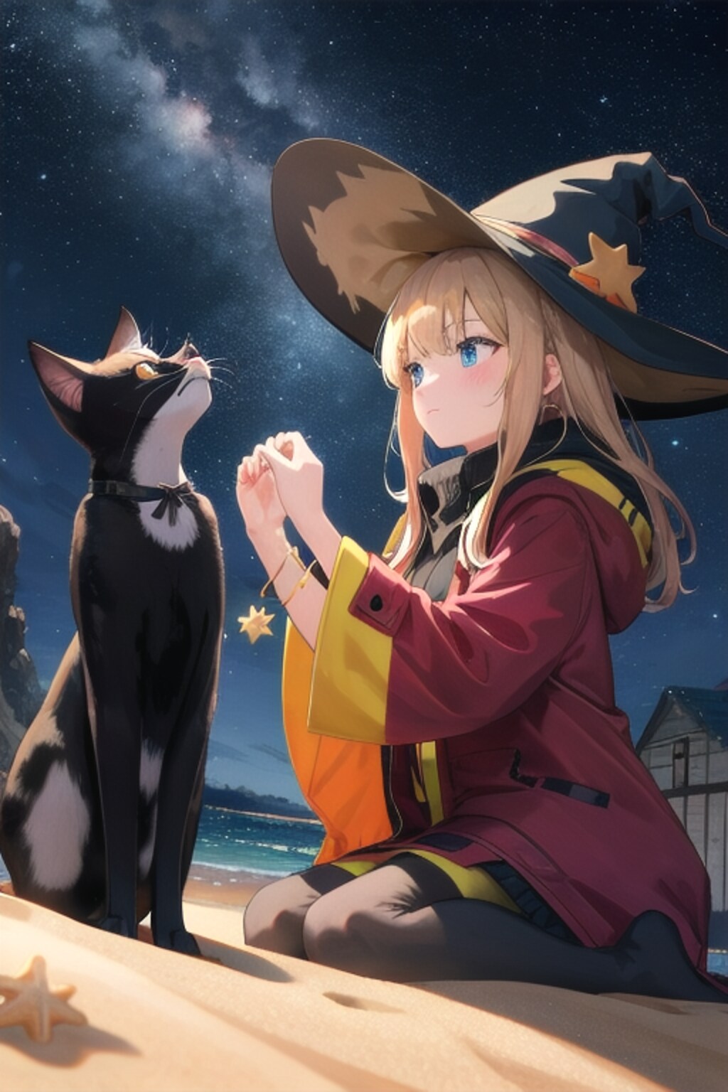 砂浜の魔女と星空