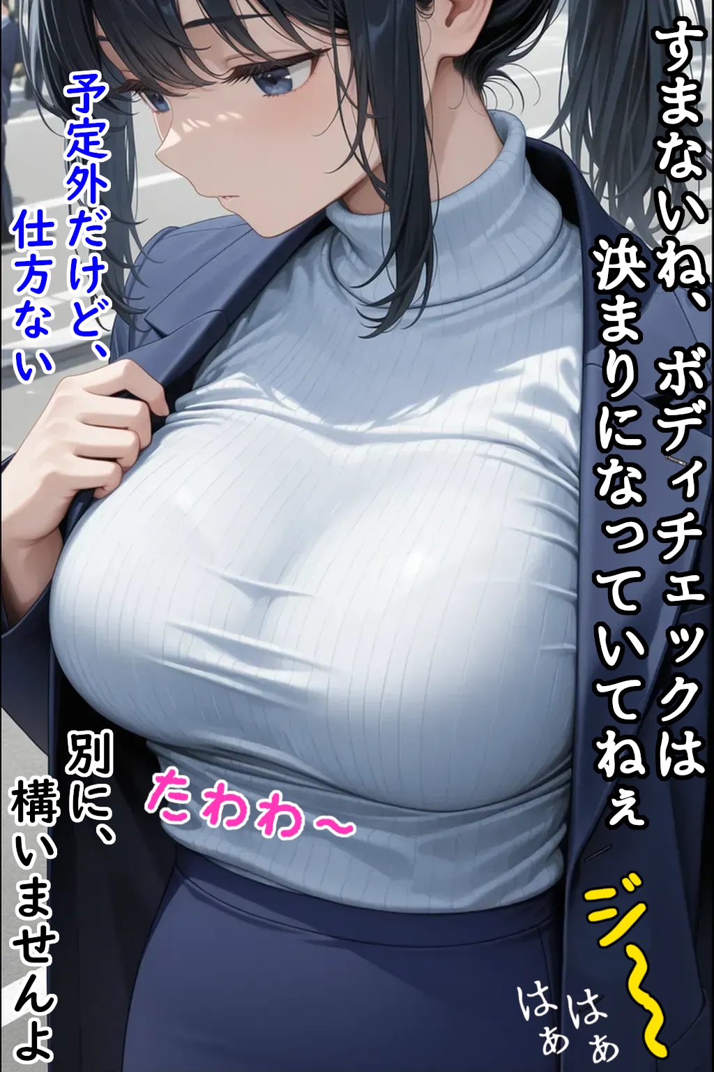 巨乳潜入捜査官をキモおやじがセクハラ身体検査②