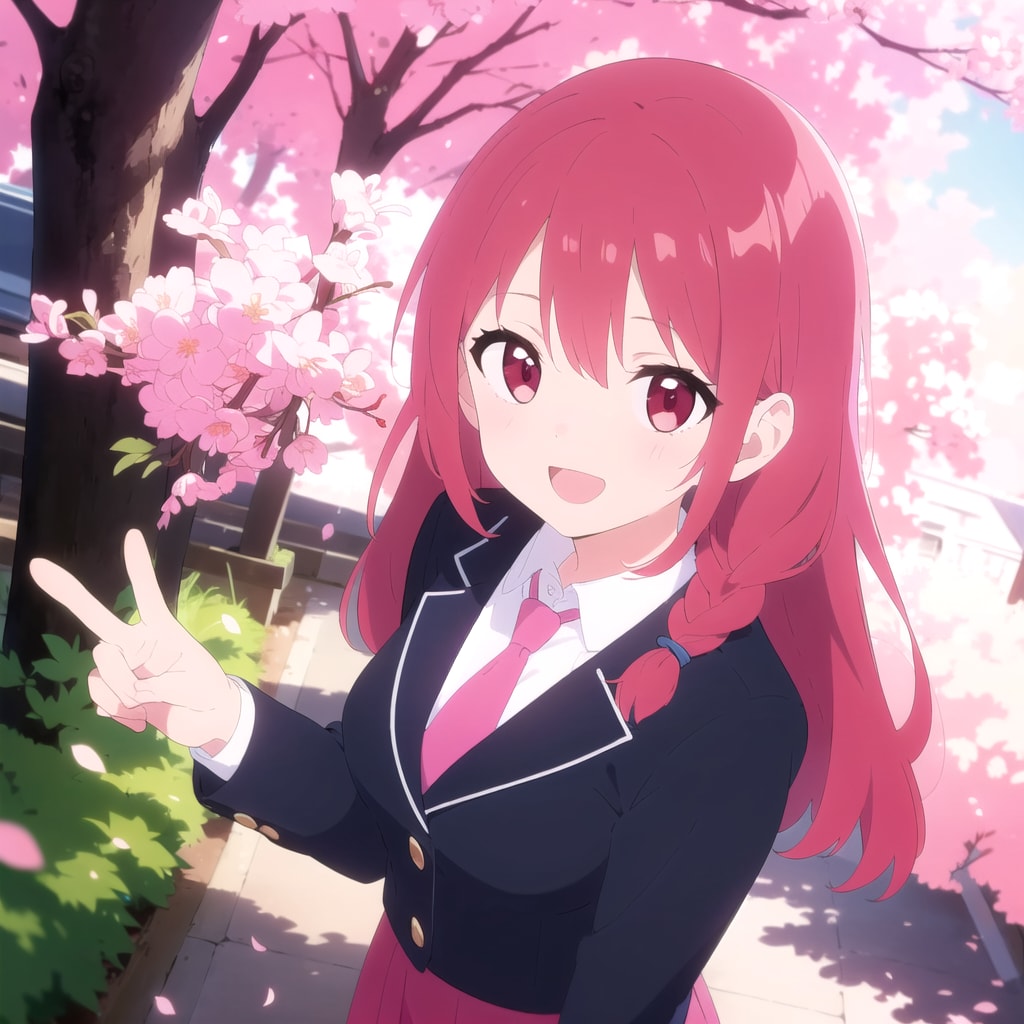 桜の下の桃髪ちゃん（２） | の人気AIイラスト・グラビア