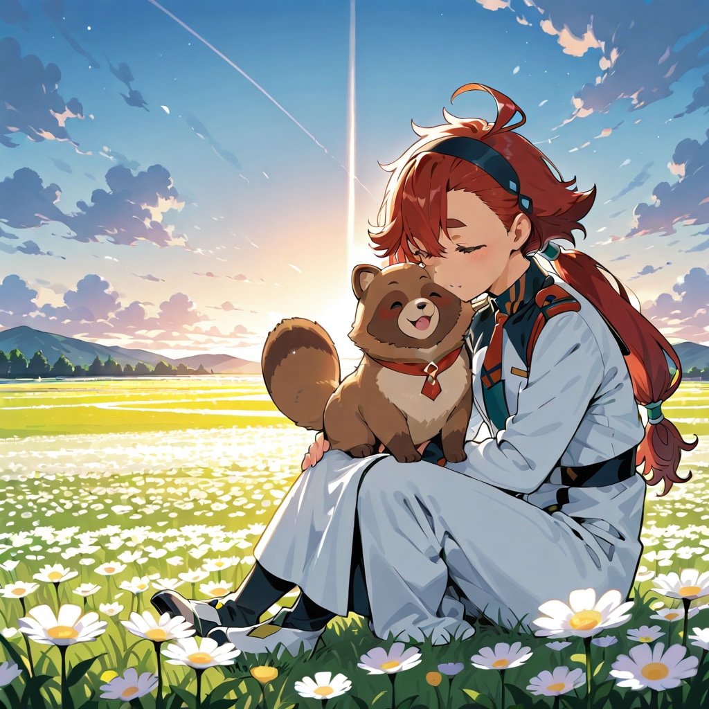 春の野原で寝る。