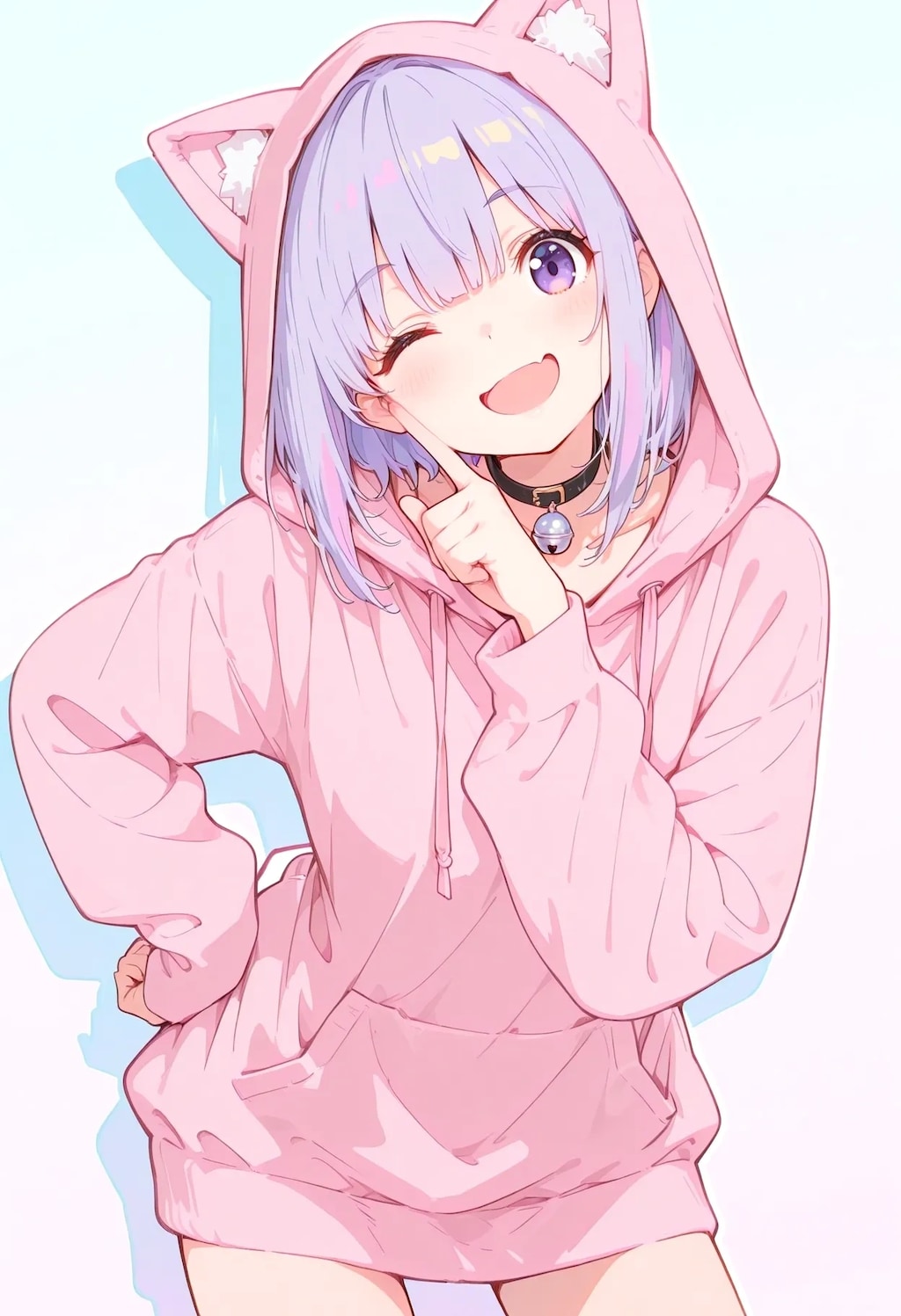 萌え袖猫耳パーカーの女の子