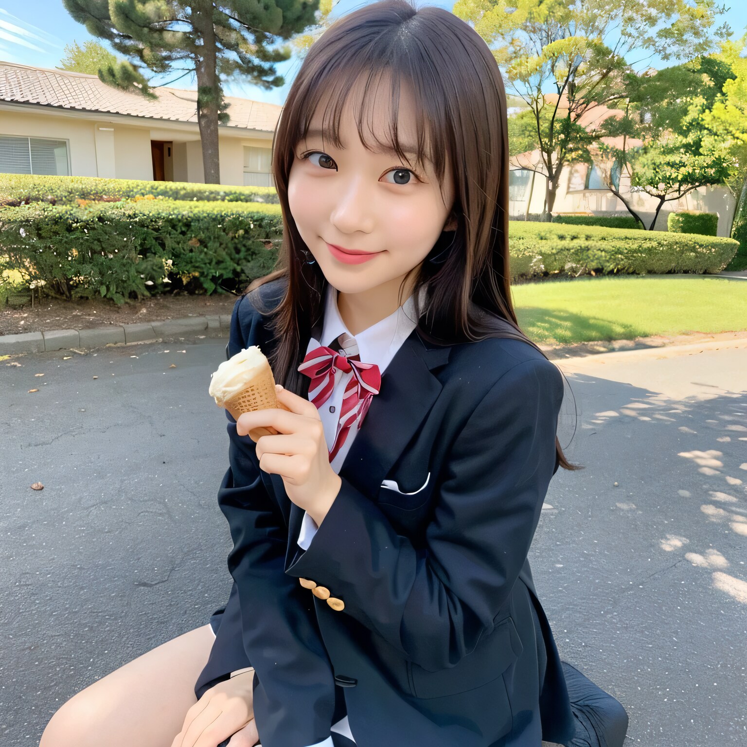 黒髪ロングでブレザーの美女３４ | の人気AIイラスト・グラビア