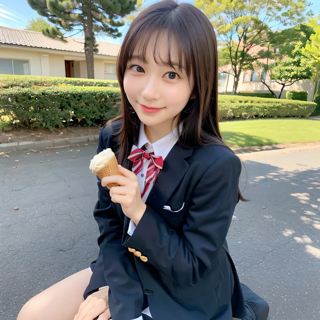 黒髪ロングでブレザーの美女３４