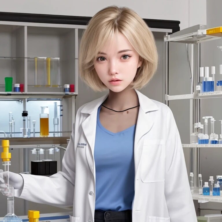 金髪ボブで白衣の美女２ | の人気AIイラスト・グラビア