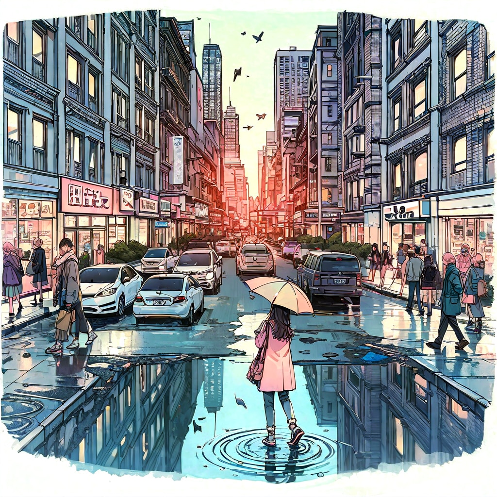 街と水たまり、少女162