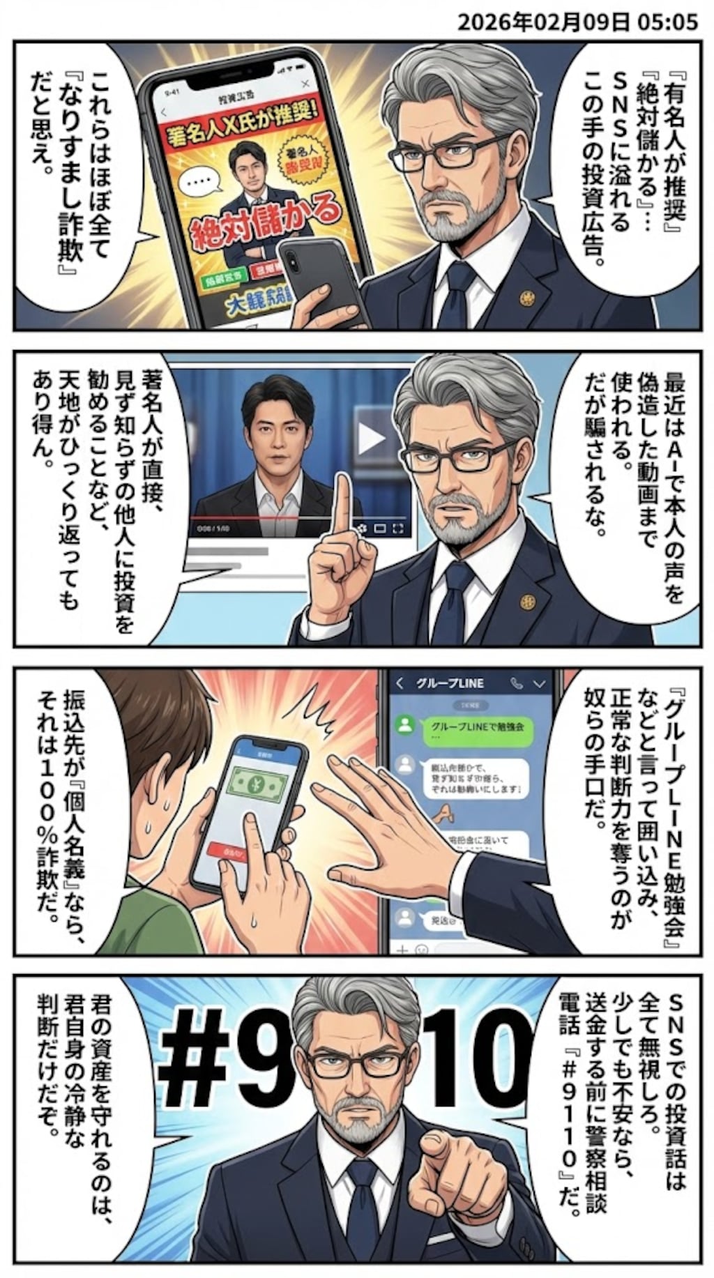 SNS型投資詐欺　毎日漫画5時