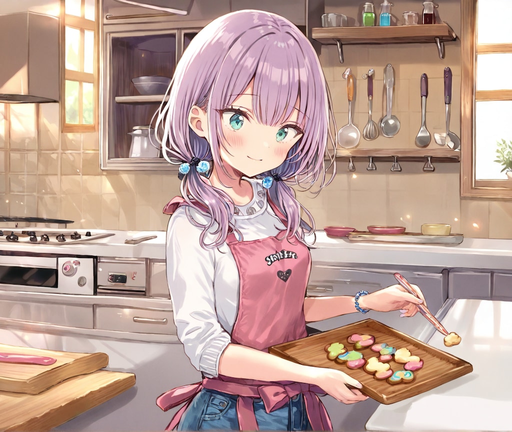 クッキーをお盆に載せる