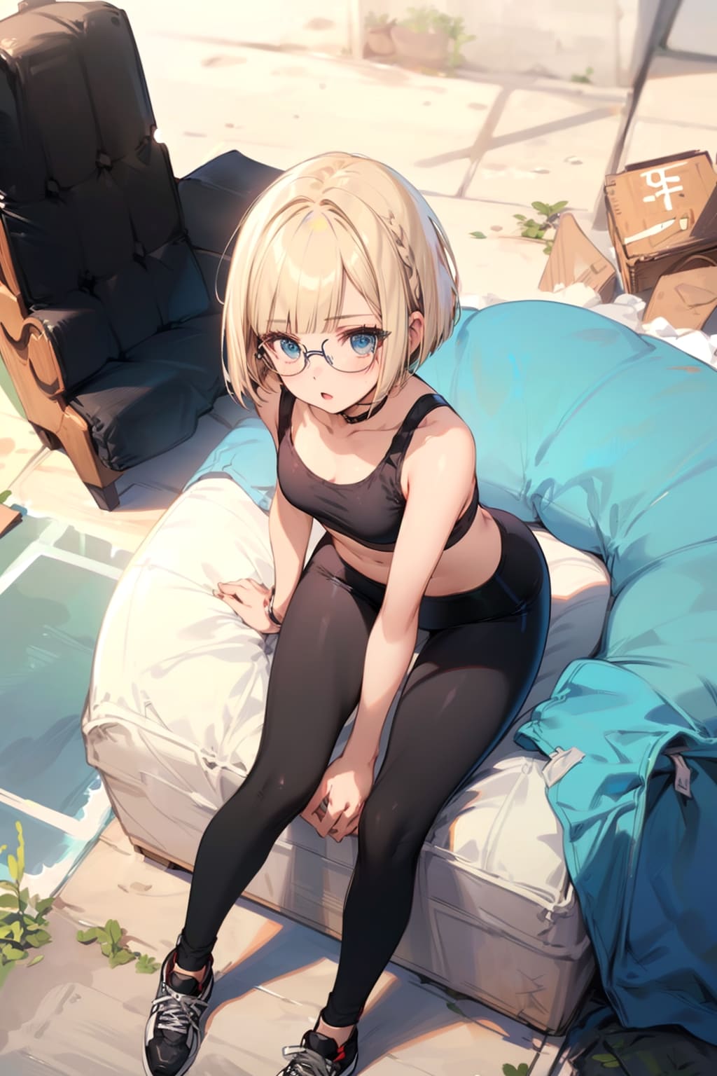 スポーツウェアの眼鏡っ娘