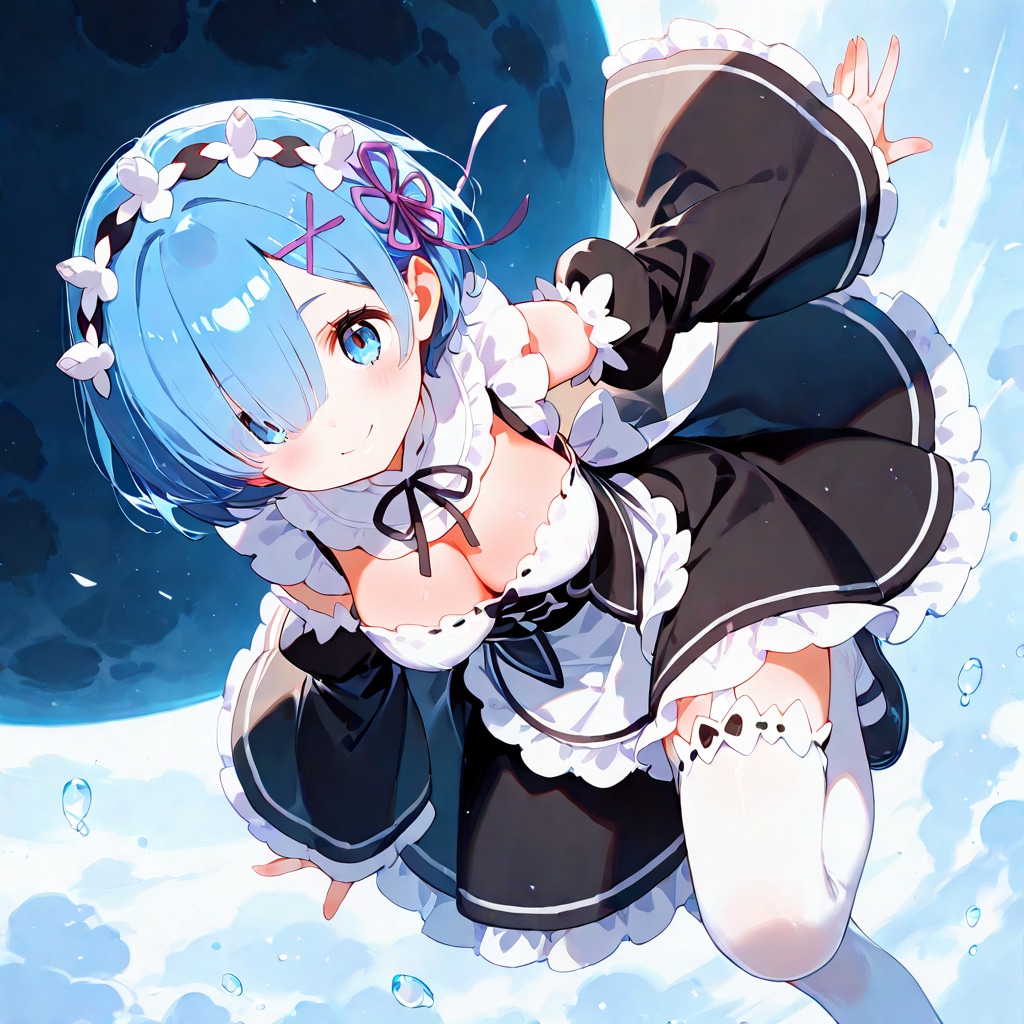 月とレム　リゼロ【レム】 レムたんのひたすらかわいい姿をお楽しみください♡