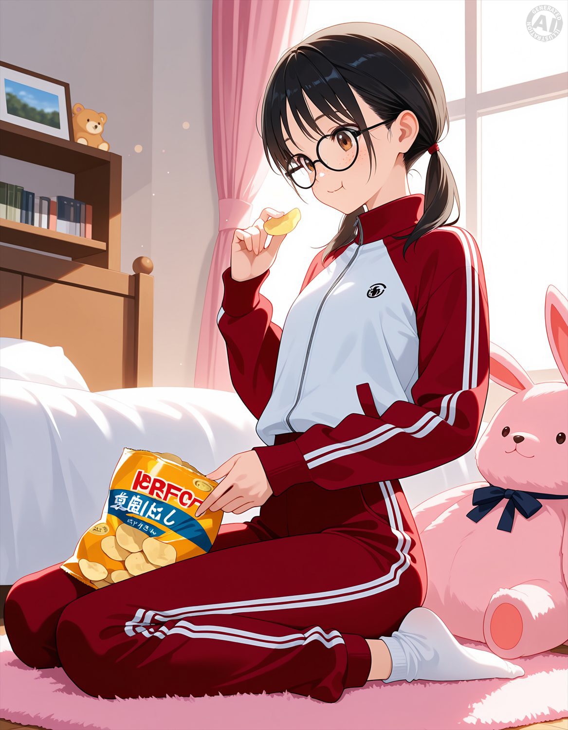 地味子ちゃん、モグモグたいむ。 | の人気AIイラスト・グラビア