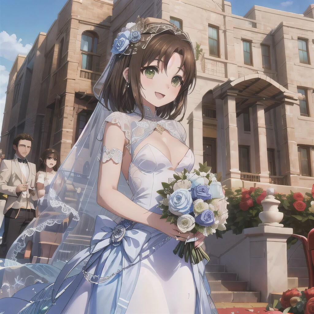 黒髪ボブでウェディングドレスの少女１１