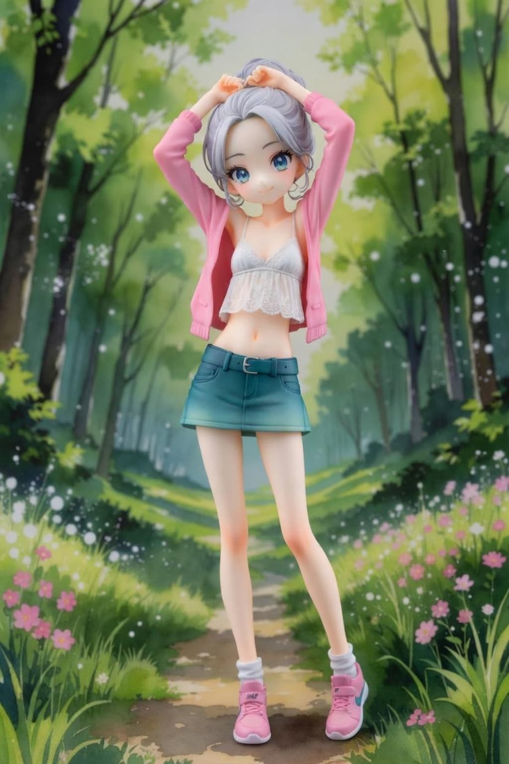 朝焼けの光の中に立つ少女フィギア