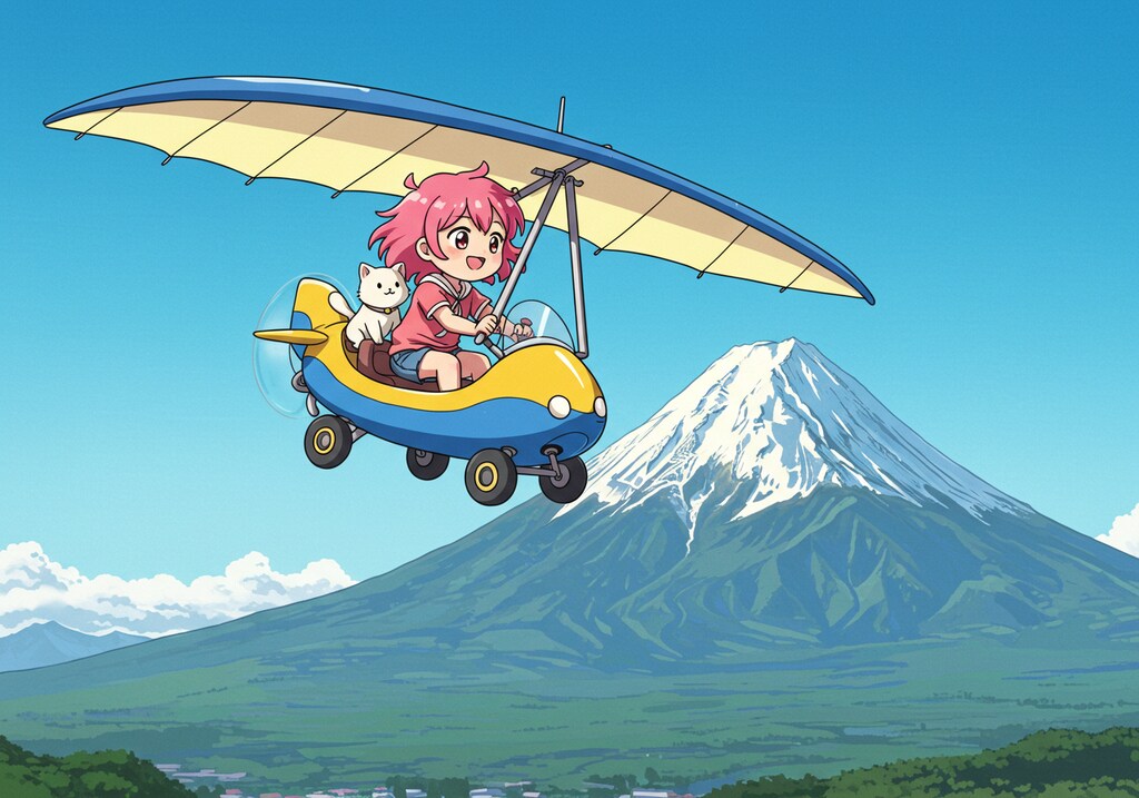 マイクロライトプレーンとチビちゃんと猫