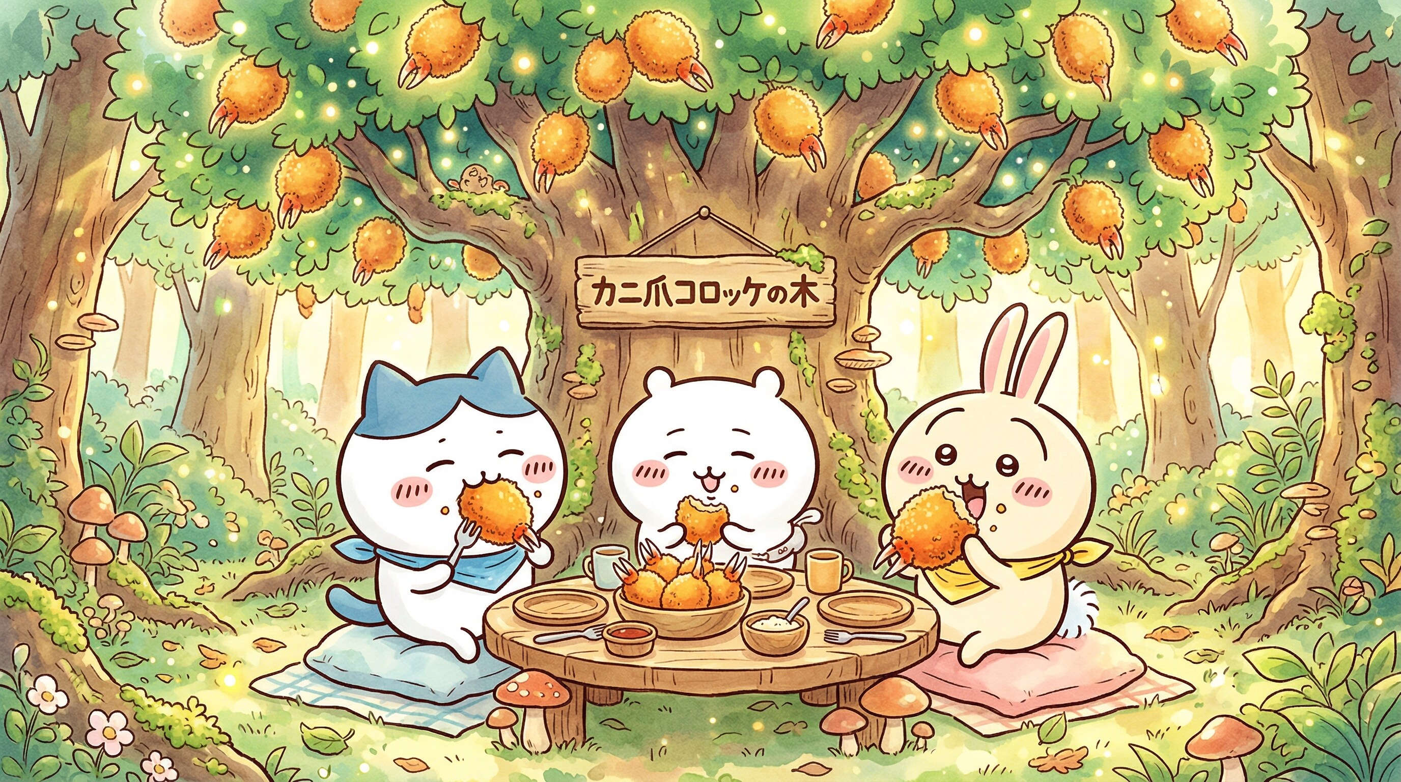 カニ爪フライを食べるちいかわたち | の人気AIイラスト・グラビア