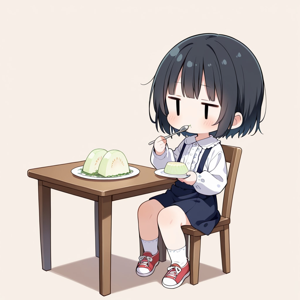 メロンを食べる