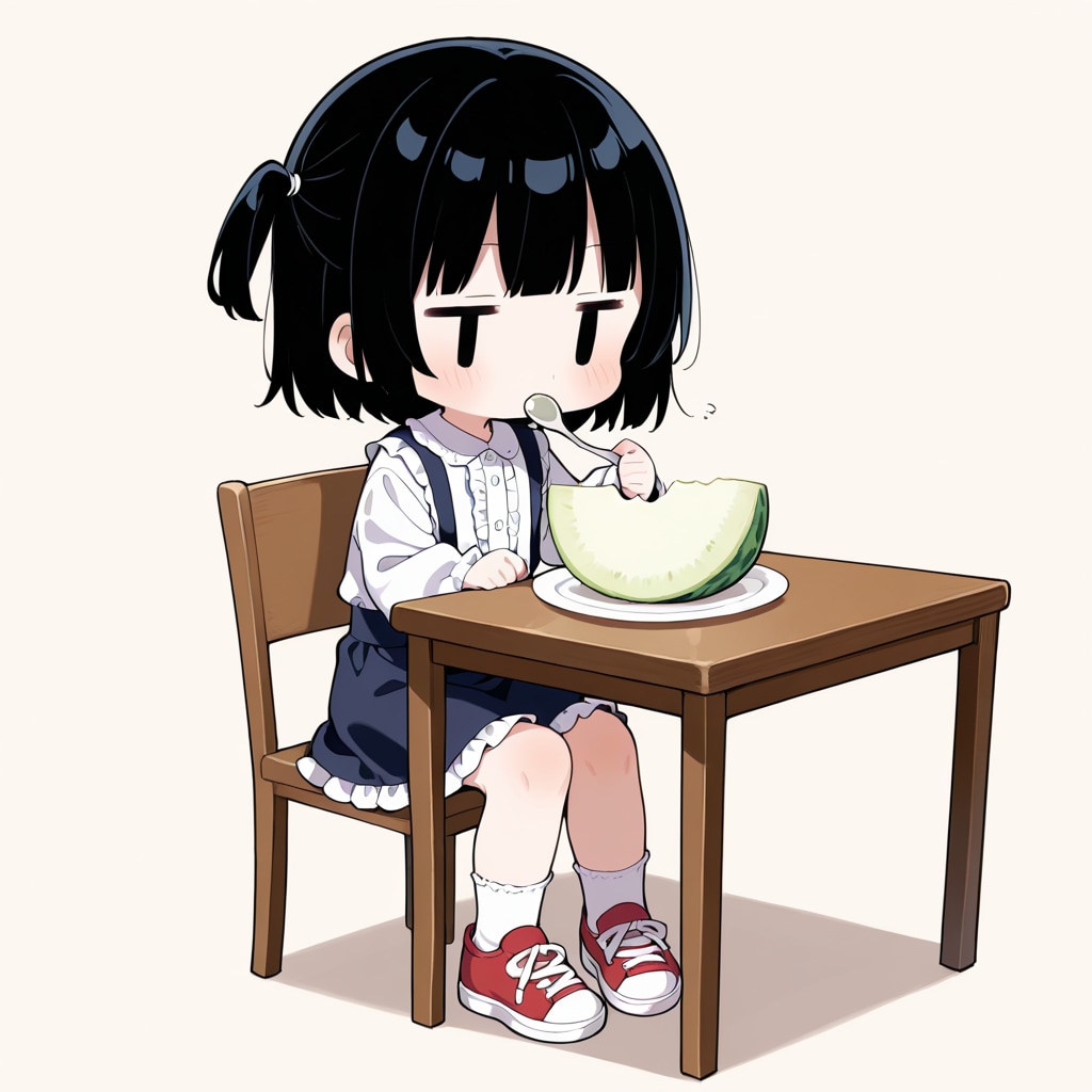 メロンを食べる