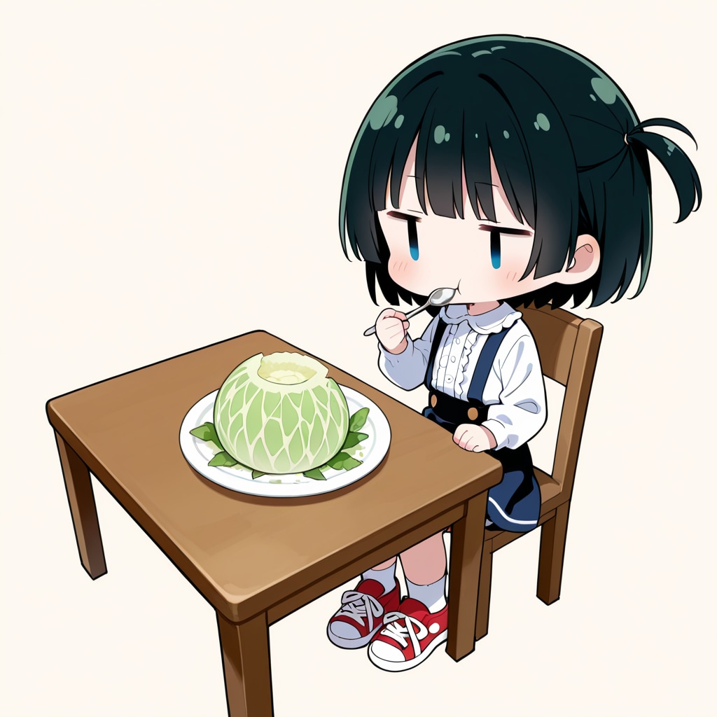 メロンを食べる