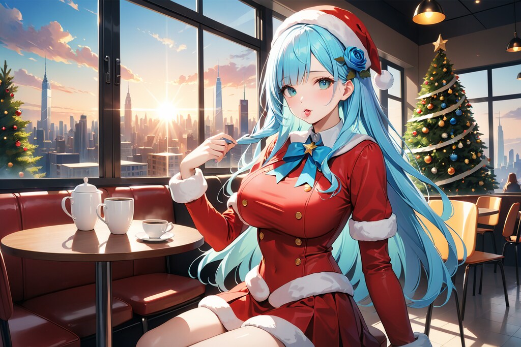 サンタコスのカフェ店員さん おはよう～