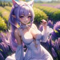 ラベンダー畑とケモ耳エルフさん 2枚目