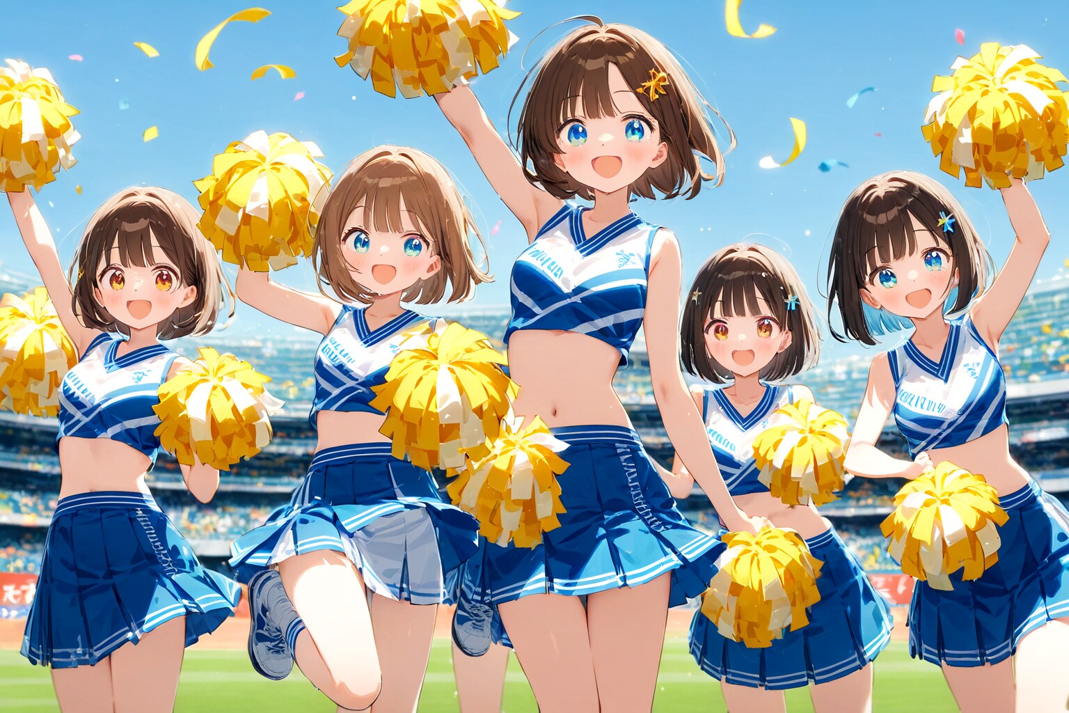 明るい笑顔のチアガールズ