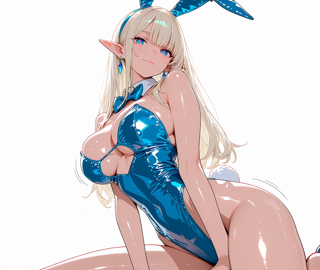 エナメルブルーバニースーツ♪エルフさん♡
