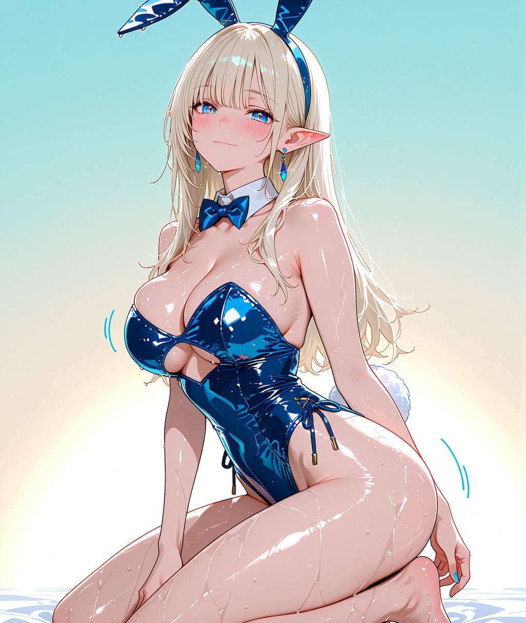 エナメルブルーバニースーツ♪エルフさん♡
