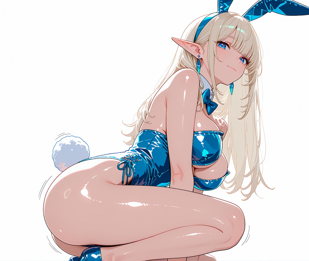 エナメルブルーバニースーツ♪エルフさん♡