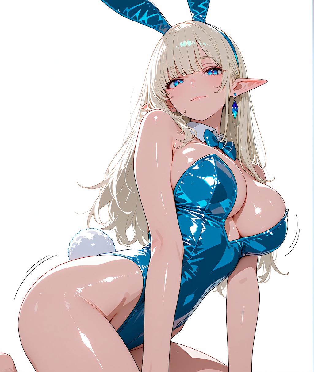 エナメルブルーバニースーツ♪エルフさん♡