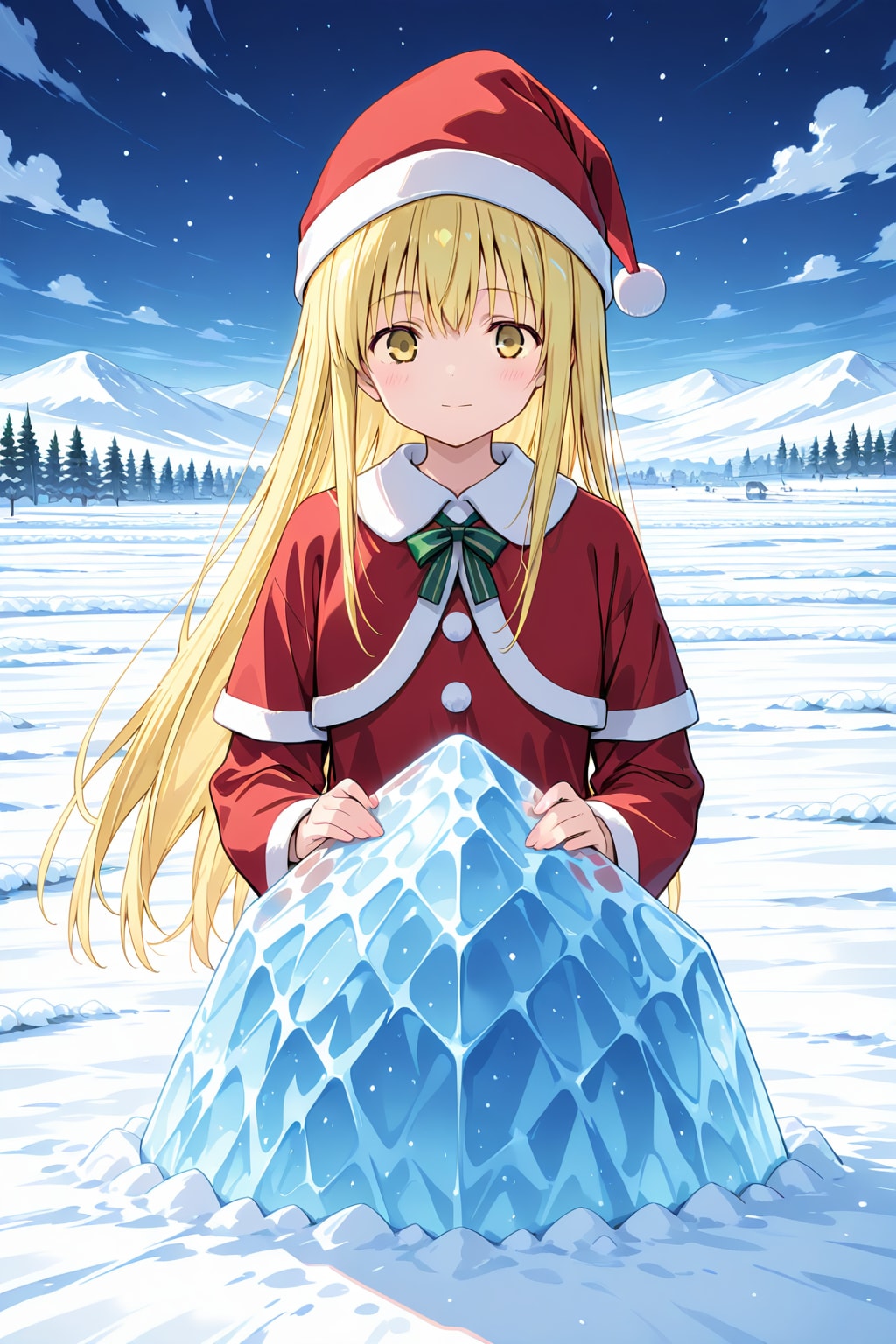 足が雪に埋もれたサンタさん