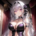銀髪ロングドS悪役令嬢ちゃんへそ出しエロドレス HolaraAI 3枚目