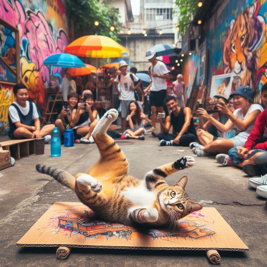 ブレイクダンスが得意な猫