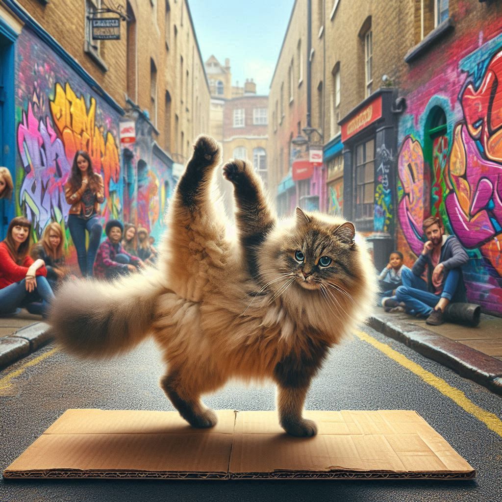 ブレイクダンスが得意な猫 | の人気AIイラスト・グラビア