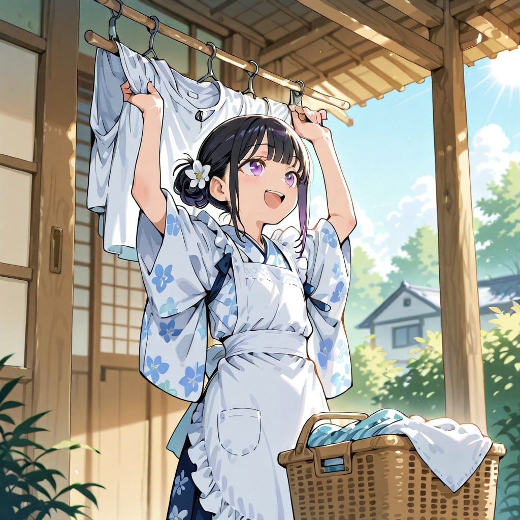 さあ、洗濯物を干しますわよ〜 | の人気AIイラスト・グラビア