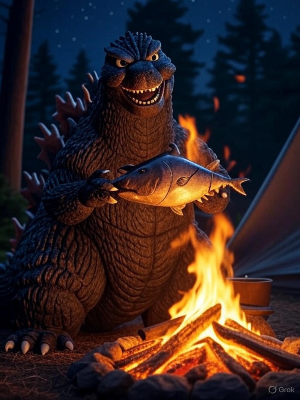 【特撮】ソロキャンプするゴジラさんとおまけ