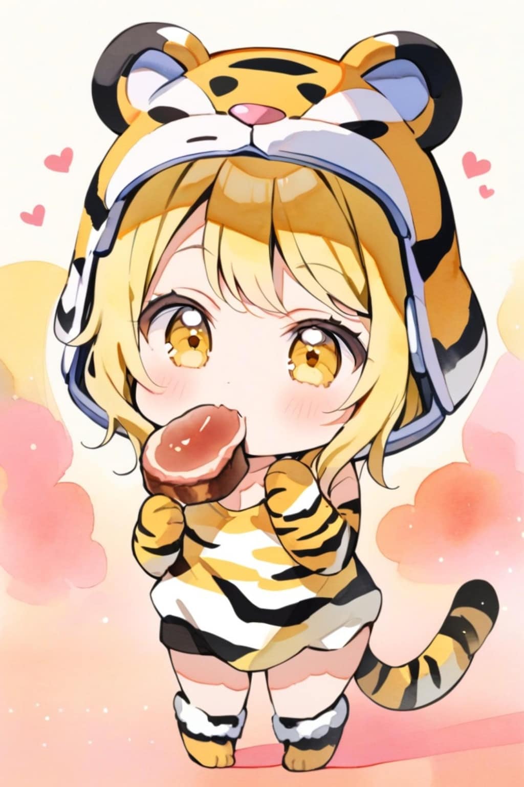 お肉を食べる虎娘ちゃん