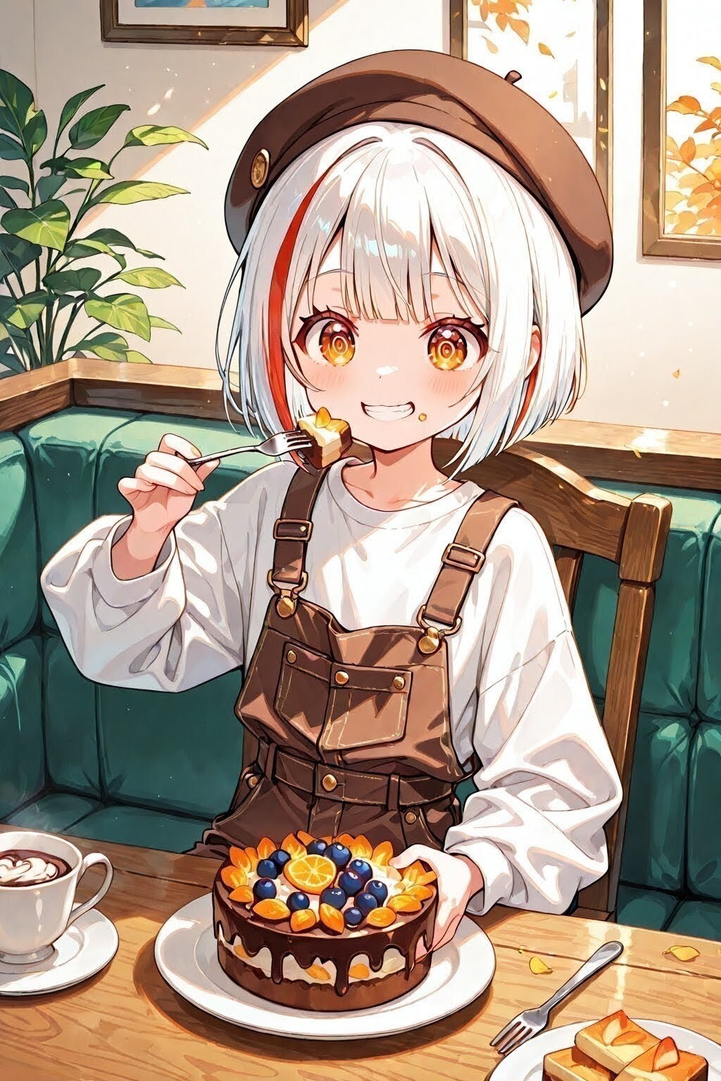 ケーキを食べる白遊ちむちゃん(BONSAI)