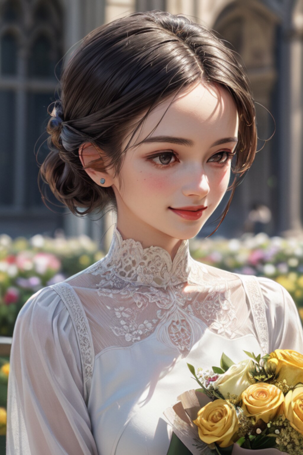 花束を持つ女性