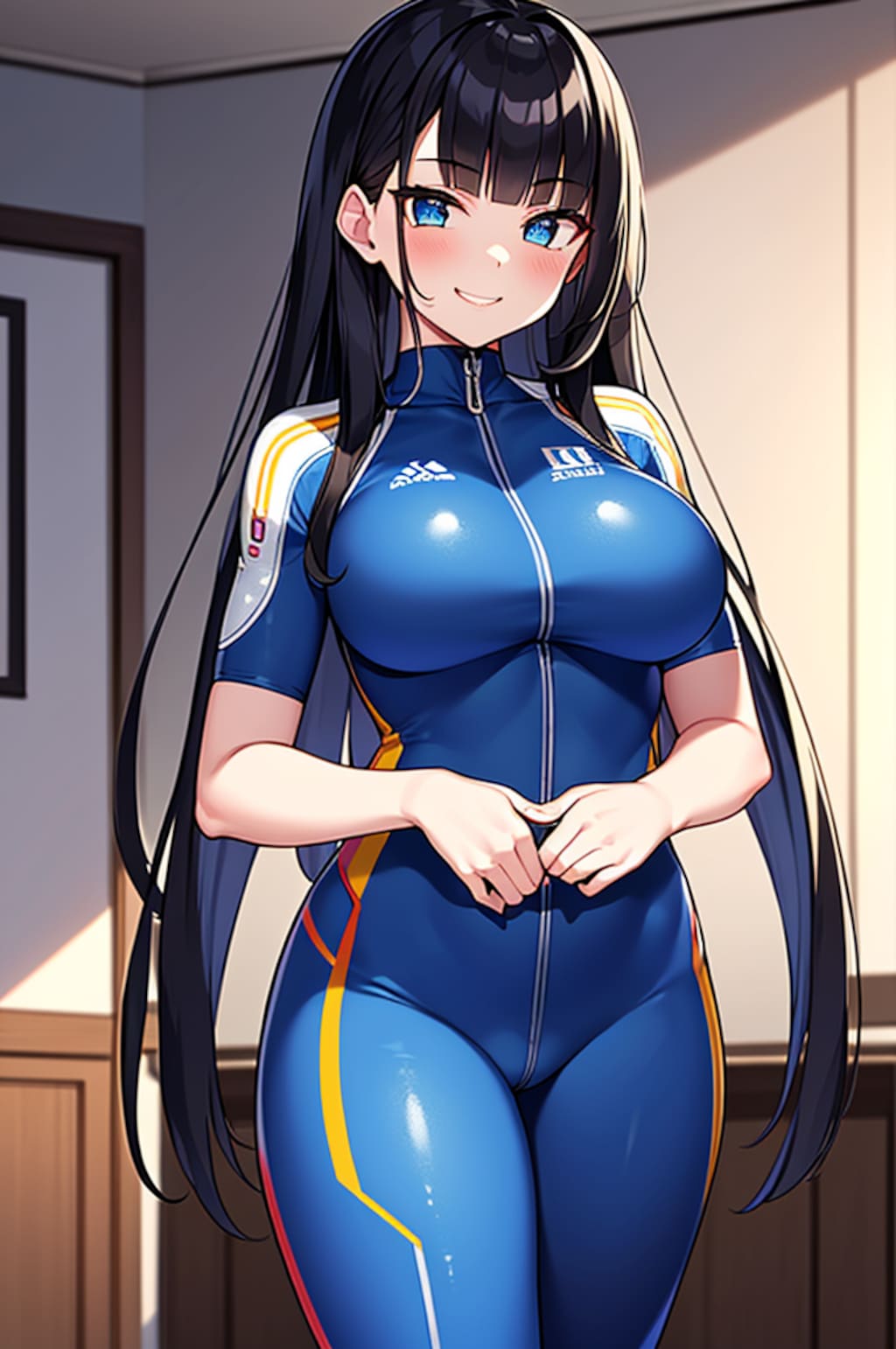 黒髪☓青レーシングスーツの爆乳お姉さん(seaart)