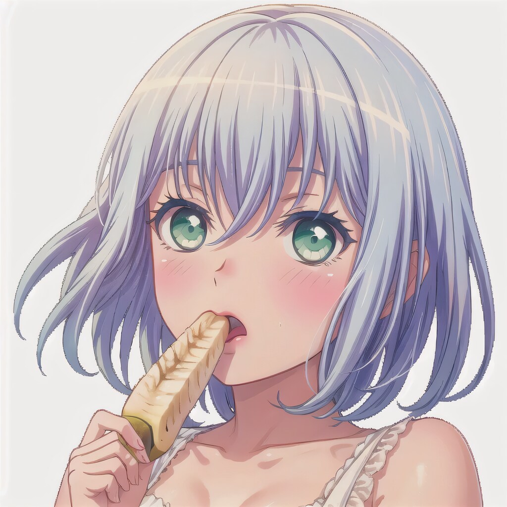 灰髪ボブでアイスの少女