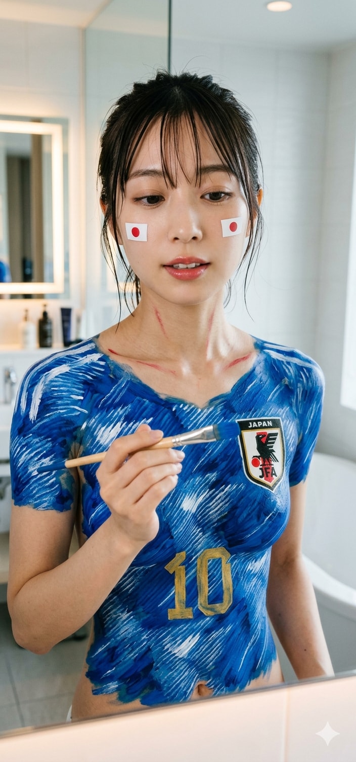 ユニフォームが買えなくて体に直接描く女の子