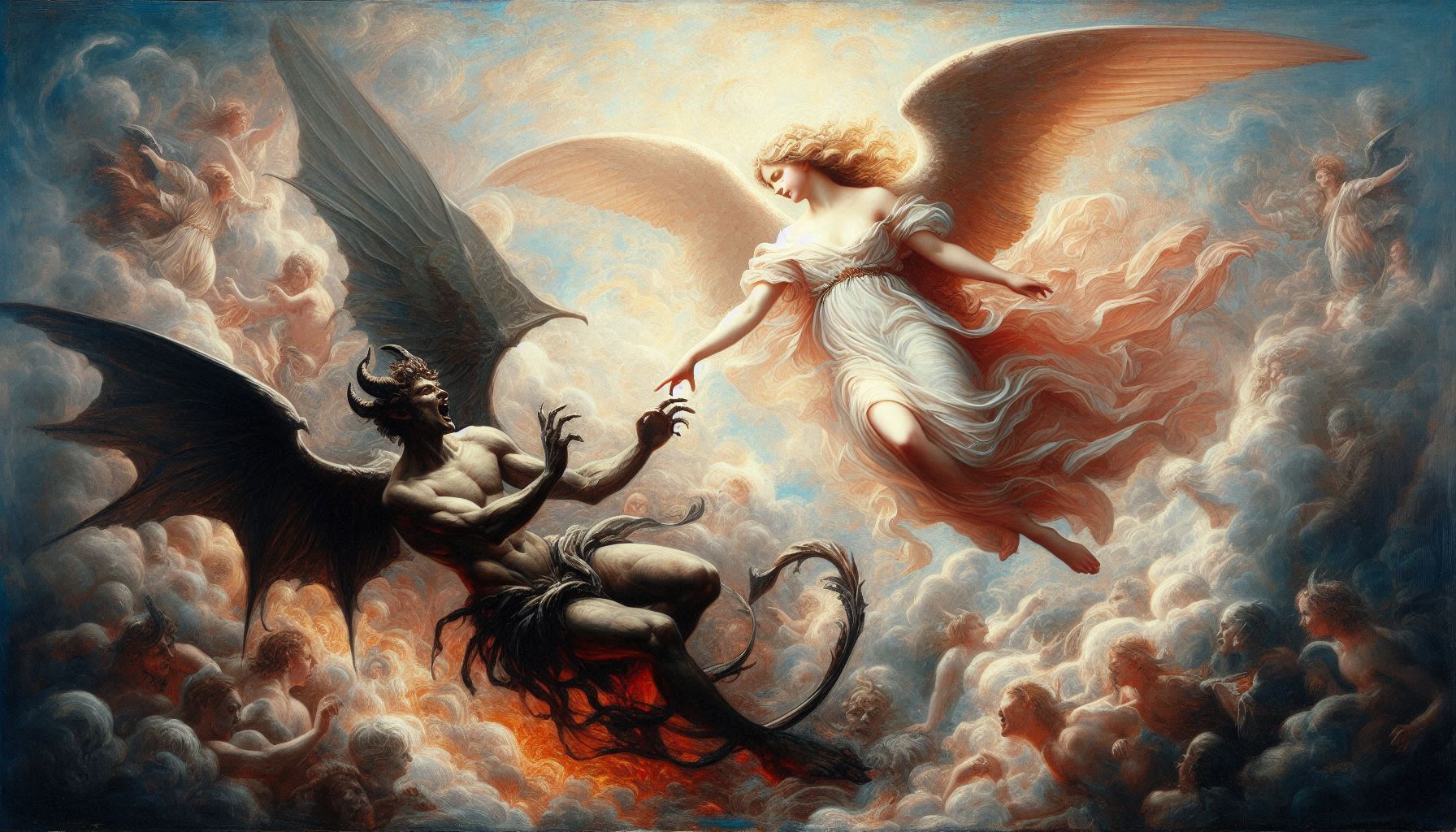 ルネサンス期絵画風「天使と悪魔決別の刻」
