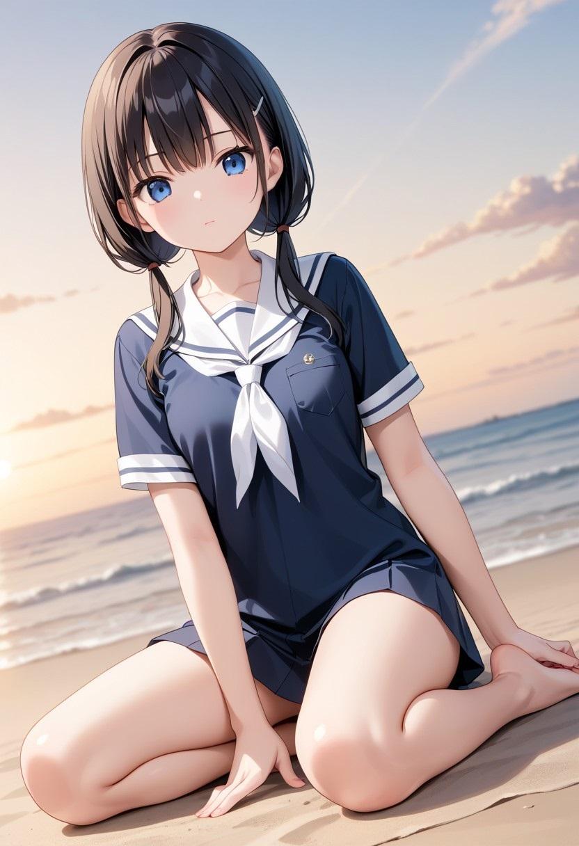 セーラー服の少女(夏の終わり)(4) | の人気AIイラスト・グラビア