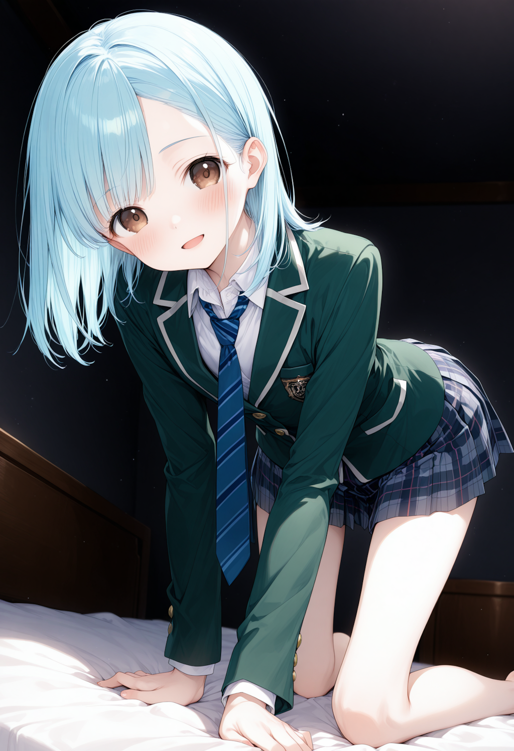 青髪JK制服