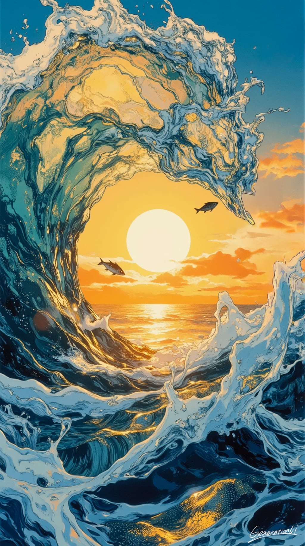 魚のサンセットツアー／スマホ壁紙アーカイブ